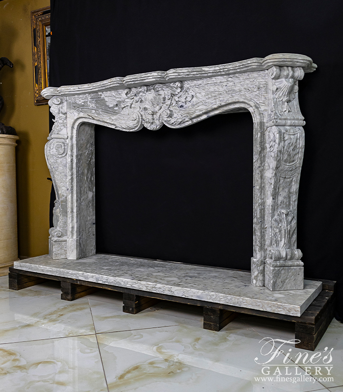 Marble Fireplaces  - Louis XVII French Style Marble Fireplace Mantel In Arabascato Marble - MFP-2522